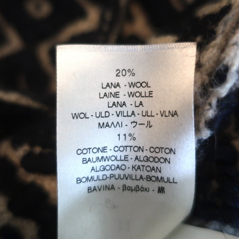 Giada Forte Pullover Sweater Navy Wool-Blend Geometric Textured Knit Size II