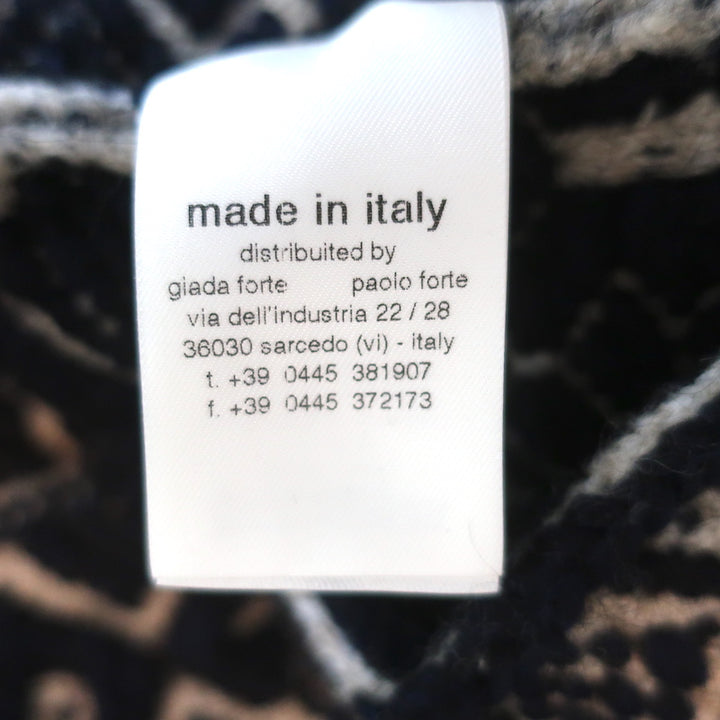 Giada Forte Pullover Sweater Navy Wool-Blend Geometric Textured Knit Size II