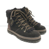 See by Chloe Eileen Shearling Hiking Boots Dark Brown Suede & Leather Size 38
