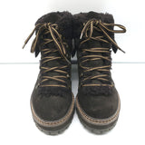See by Chloe Eileen Shearling Hiking Boots Dark Brown Suede & Leather Size 38