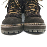 See by Chloe Eileen Shearling Hiking Boots Dark Brown Suede & Leather Size 38
