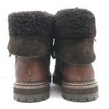 See by Chloe Eileen Shearling Hiking Boots Dark Brown Suede & Leather Size 38