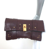 Marc Jacobs Padlock Flap Clutch Burgundy Grained Leather Small Bag