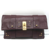 Marc Jacobs Padlock Flap Clutch Burgundy Grained Leather Small Bag