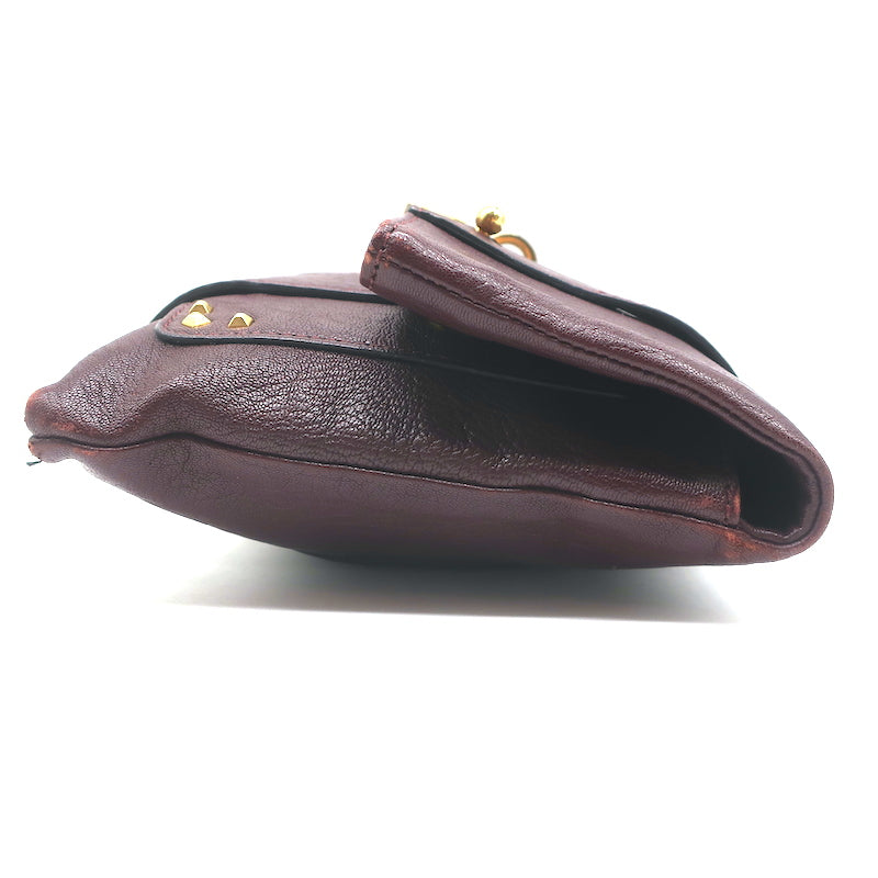 Marc Jacobs Padlock Flap Clutch Burgundy Grained Leather Small Bag