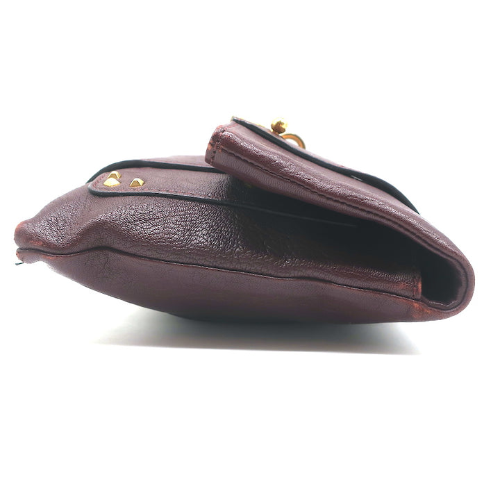 Marc Jacobs Padlock Flap Clutch Burgundy Grained Leather Small Bag