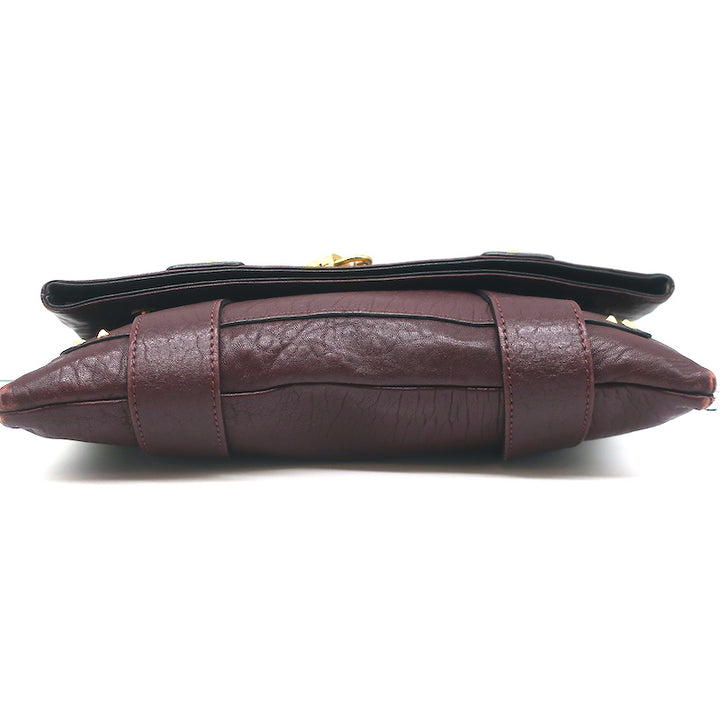 Marc Jacobs Padlock Flap Clutch Burgundy Grained Leather Small Bag