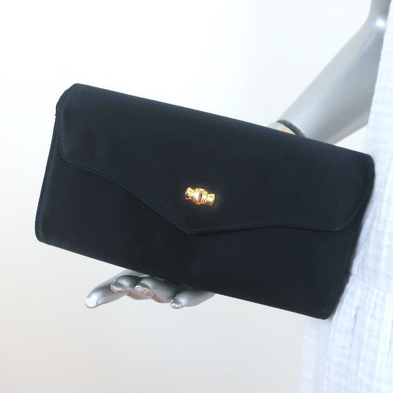 Black Evening Envelop Clutch Bag With Wristlet Evening Bag 
