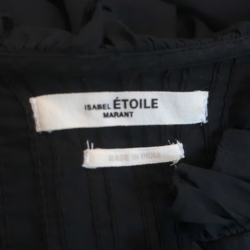 Isabel Marant Etoile Perkins Maxi Dress Black Cotton Voile Size 38 Long Sleeve
