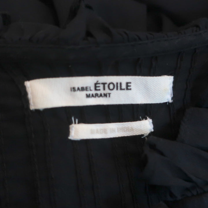 Isabel Marant Etoile Perkins Maxi Dress Black Cotton Voile Size 38 Long Sleeve