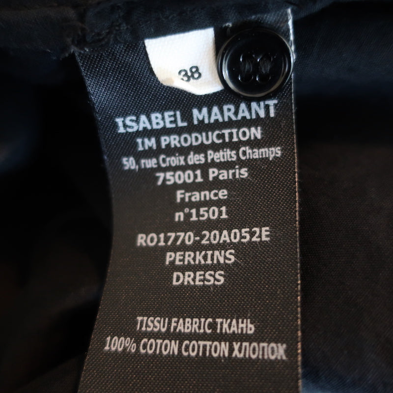 Isabel Marant Etoile Perkins Maxi Dress Black Cotton Voile Size 38 Long Sleeve