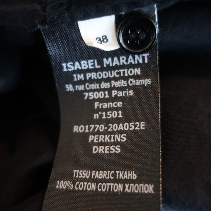 Isabel Marant Etoile Perkins Maxi Dress Black Cotton Voile Size 38 Long Sleeve