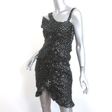 Isabel Marant Asymmetric Mini Dress Becky Black Sequined Silk Organza Size 40