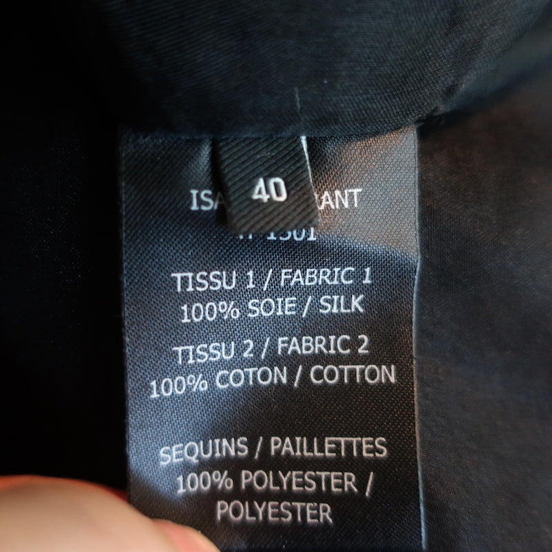 Isabel Marant Asymmetric Mini Dress Becky Black Sequined Silk Organza Size 40