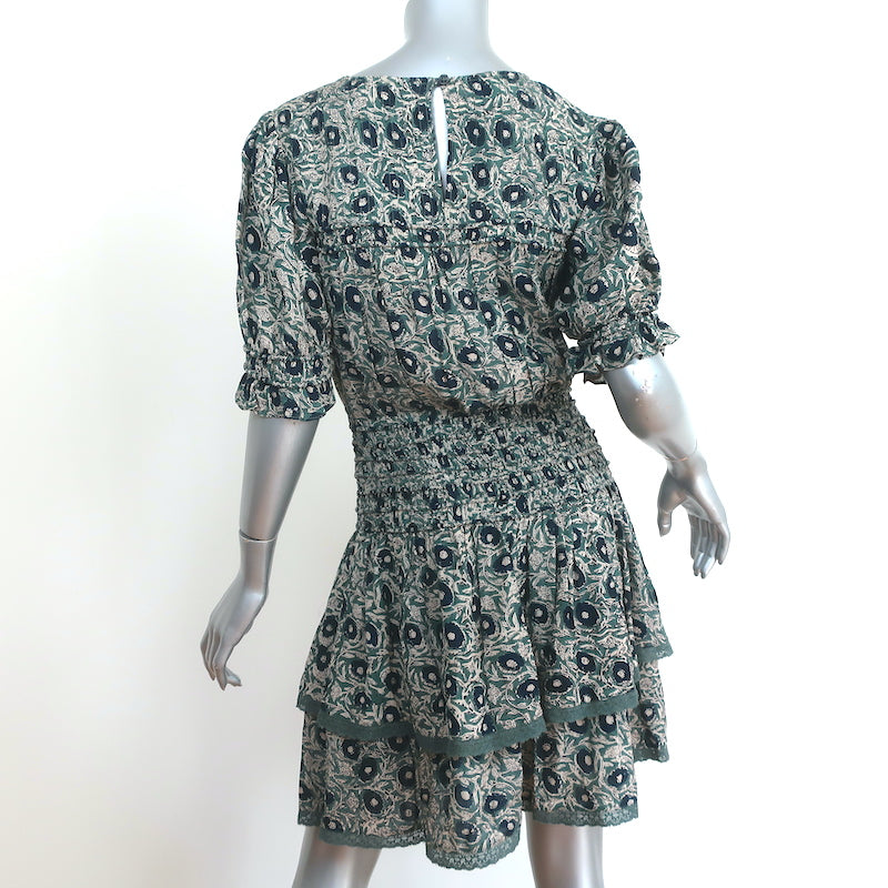 SEA Smocked Mini Dress Lucia Clover Floral Print Voile Size 6 Short Sleeve