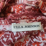 Ulla Johnson Tie-Back Midi Dress Amora Red Ruffled Floral Print Voile Size 8