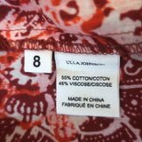 Ulla Johnson Tie-Back Midi Dress Amora Red Ruffled Floral Print Voile Size 8