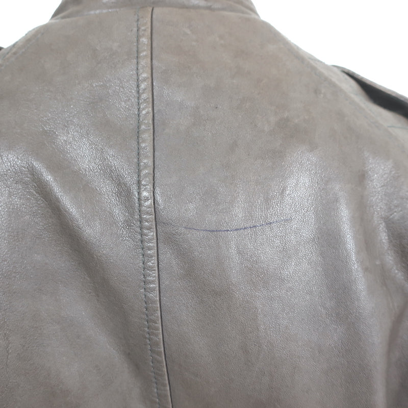Vince Quilted Leather Biker Jacket Dark Taupe Size Small