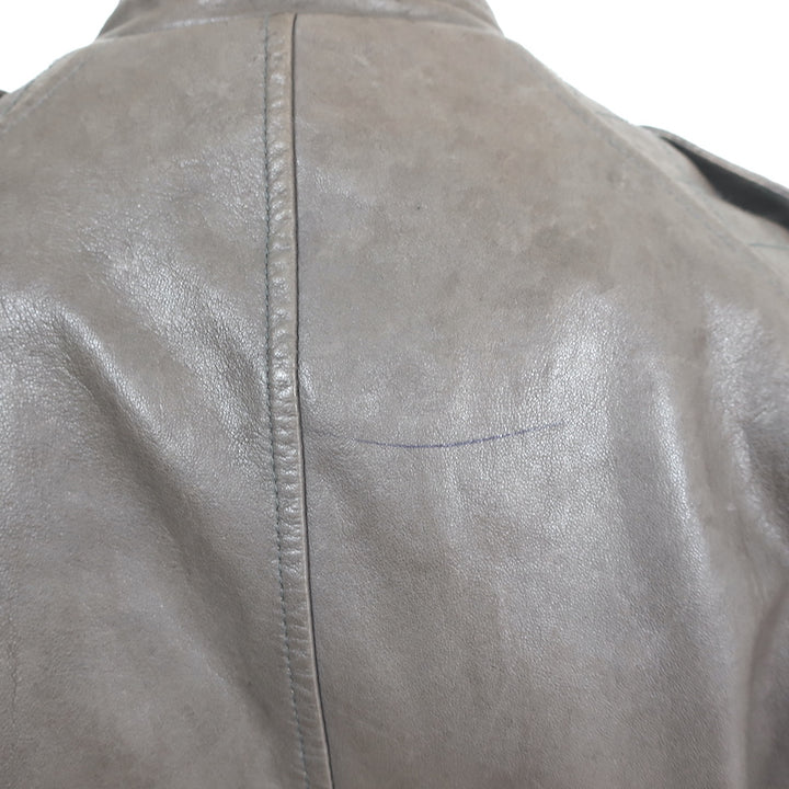 Vince Quilted Leather Biker Jacket Dark Taupe Size Small