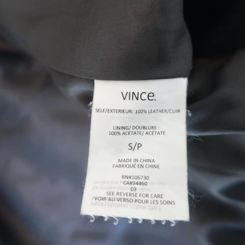 Vince Quilted Leather Biker Jacket Dark Taupe Size Small
