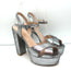 Stuart Weitzman Crisscross Platform Sandals Soliesse Silver Glitter Size 6.5