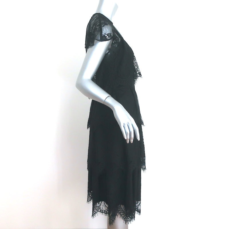 Parker Elsa Tiered Lace Dress Black Size 6