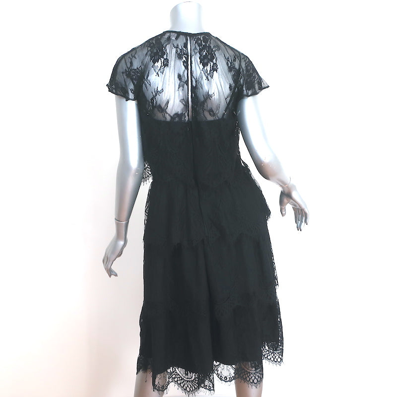 Parker Elsa Tiered Lace Dress Black Size 6