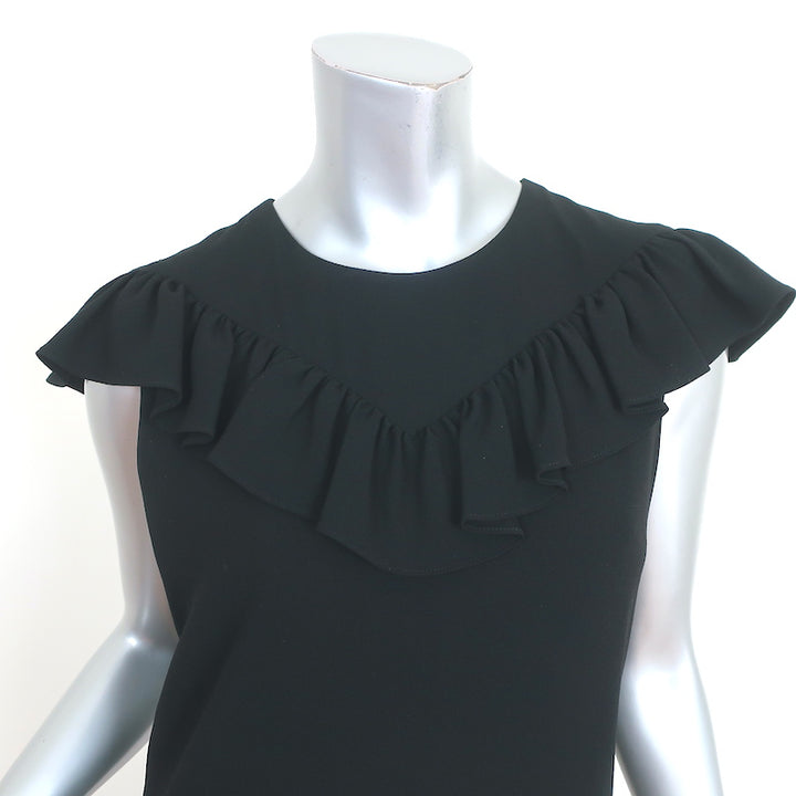 Sonia by Sonia Rykiel Ruffled Shift Dress Black Crepe Size 40
