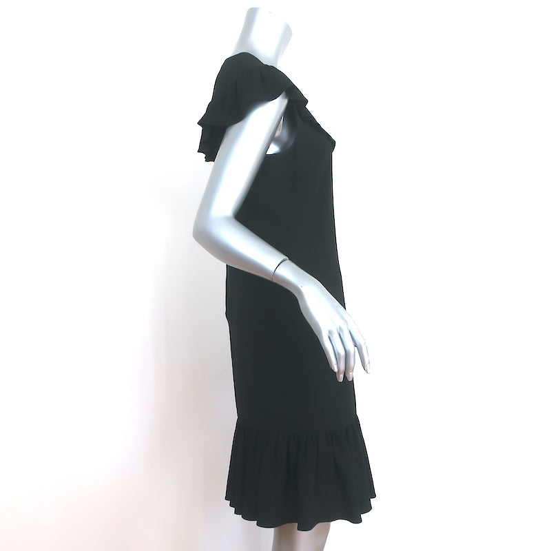 Sonia by Sonia Rykiel Ruffled Shift Dress Black Crepe Size 40