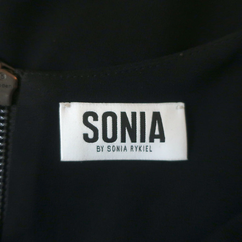 Sonia by Sonia Rykiel Ruffled Shift Dress Black Crepe Size 40