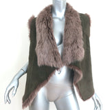 Belle Fare Reversible Faux Fur Vest Olive Suede Size Medium