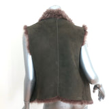 Belle Fare Reversible Faux Fur Vest Olive Suede Size Medium