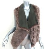 Belle Fare Reversible Faux Fur Vest Olive Suede Size Medium