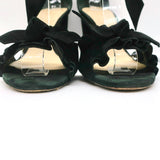 Alexandre Birman Sandals Lupita Black Ruffled Suede Size 37.5 Ankle Tie Heels