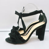 Alexandre Birman Sandals Lupita Black Ruffled Suede Size 37.5 Ankle Tie Heels