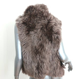 Belle Fare Reversible Faux Fur Vest Olive Suede Size Medium