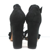 Alexandre Birman Sandals Lupita Black Ruffled Suede Size 37.5 Ankle Tie Heels