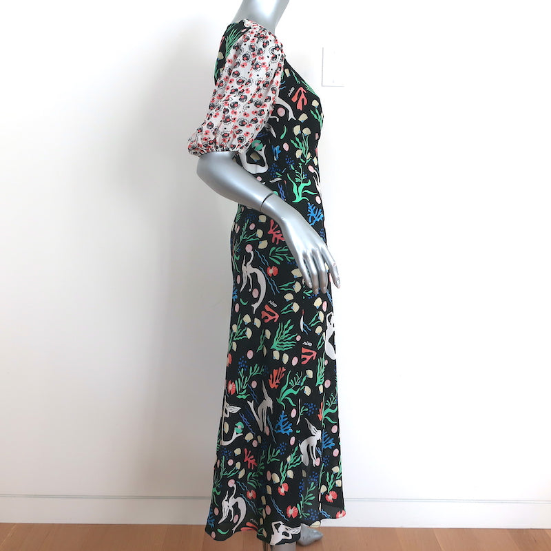 rixo mermaid dress RIXO | Dresses | Rixo Ivory Pastel Green Mermaid Sea Print Lucile Crepe Long Sleeve Maxi Dress