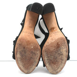 Alexandre Birman Sandals Lupita Black Ruffled Suede Size 37.5 Ankle Tie Heels