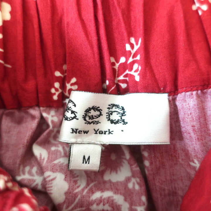 SEA Tiered Midi Skirt Alessia Red Floral Print Cotton Size Medium