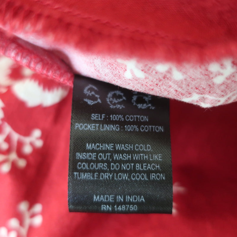 SEA Tiered Midi Skirt Alessia Red Floral Print Cotton Size Medium