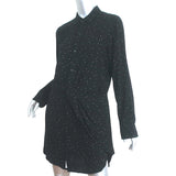Rag & Bone Twist-Front Shirtdress Lucas Black Printed Viscose Size Medium