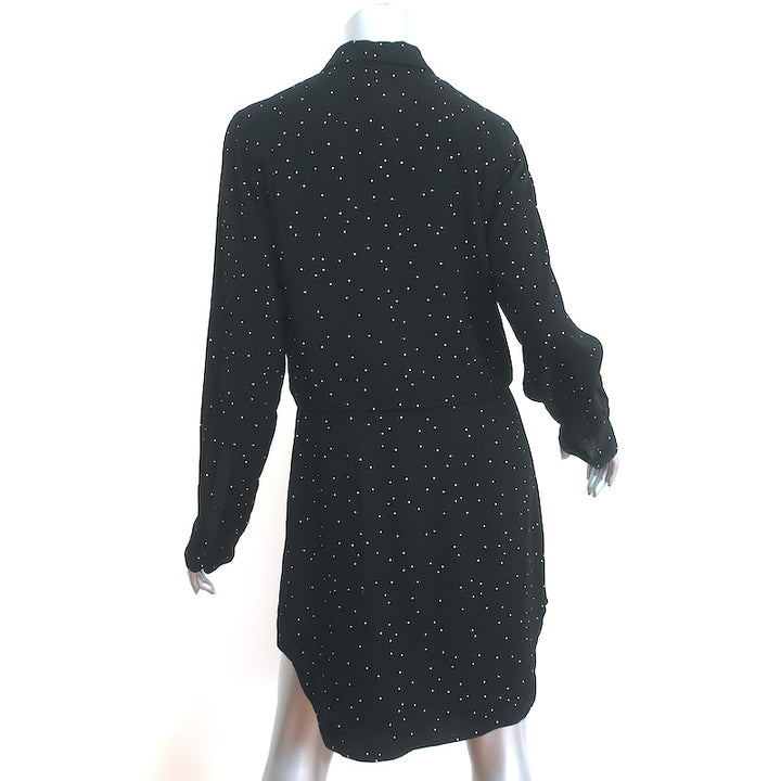 Rag &amp; Bone Twist-Front Shirtdress Lucas Black Printed Viscose Size Medium