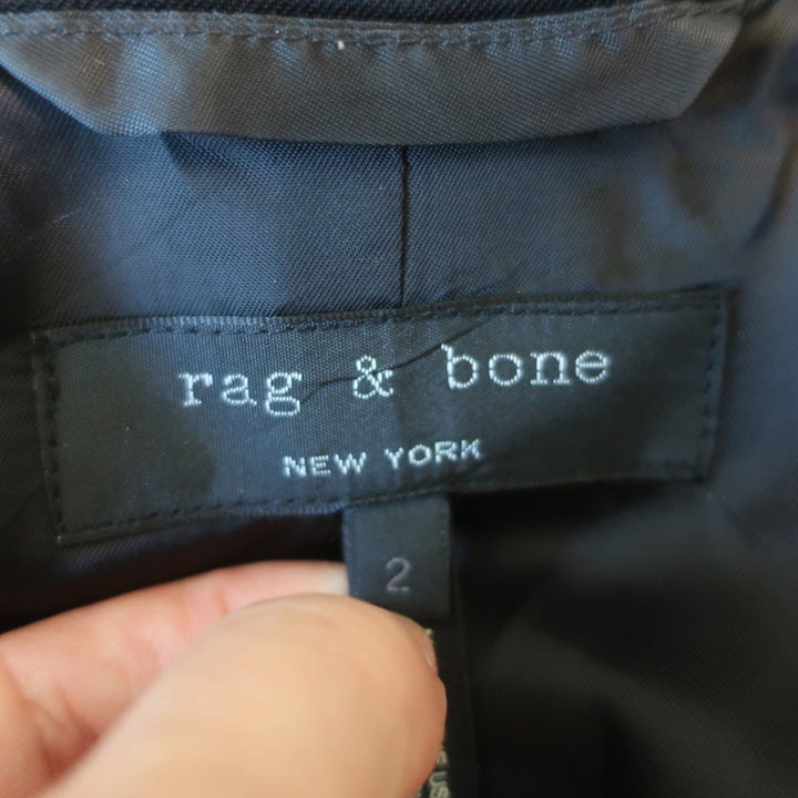Rag &amp; Bone Blazer Black Wool-Blend Size 2 Two Button Jacket