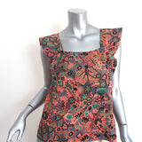A.L.C. Top Portia Floral Print Cotton-Blend Size 2 Flutter Sleeve Blouse