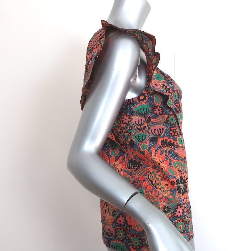 A.L.C. Top Portia Floral Print Cotton-Blend Size 2 Flutter Sleeve Blouse
