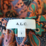 A.L.C. Top Portia Floral Print Cotton-Blend Size 2 Flutter Sleeve Blouse