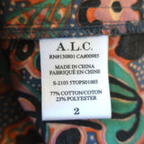 A.L.C. Top Portia Floral Print Cotton-Blend Size 2 Flutter Sleeve Blouse