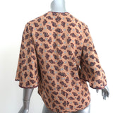 Chloe Blouse Beige Paisley Print Silk Crepe Size 36 Flutter Sleeve Top