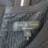 Rag & Bone Dress Yuri Black Quilted Cotton-Blend Size 8 Sleeveless Shift